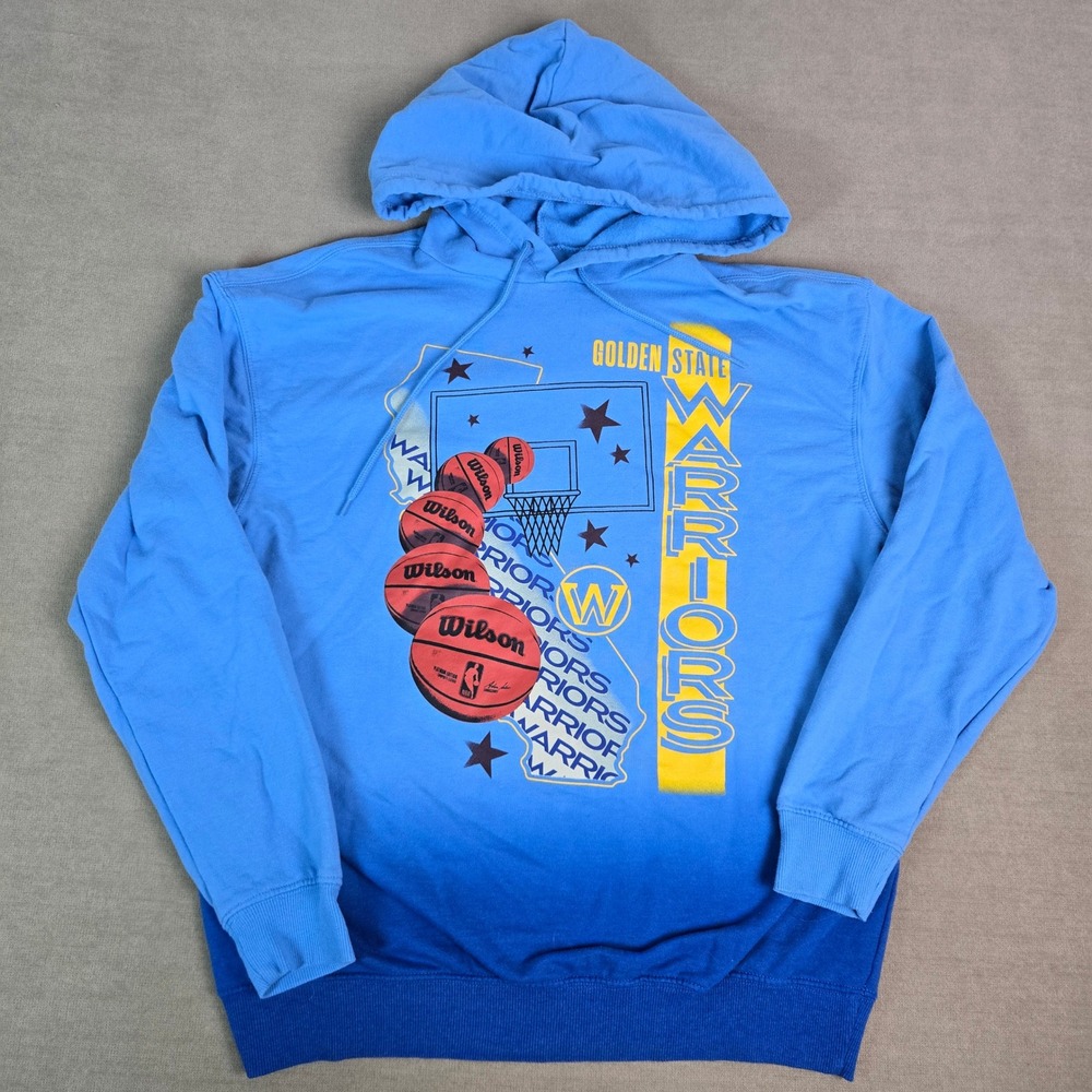 Golden State Warriors Ombre Blue Hoodie Sweatshirt NBA‎ Basketball Size M